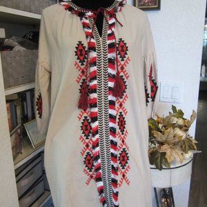 NEW - VELZERA Cotton Tunic Top with Embroidery